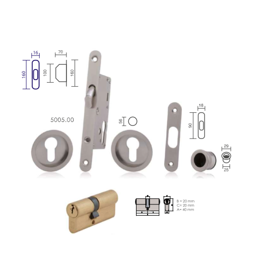 Kit Uñero Redondo Níquel Satinado C/Llave