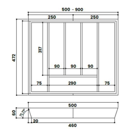 Cubertero Adaptable Madera Bambú 60-90cm